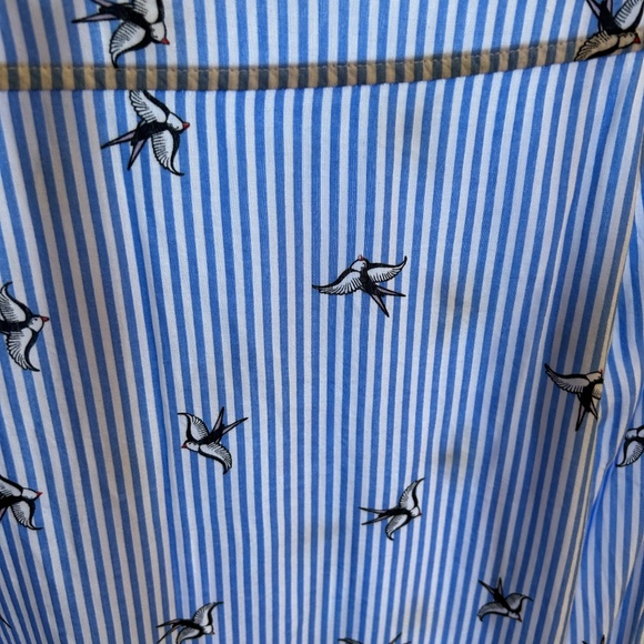 H&M Blue Striped Button-Up Shirt with Bird Embroidery - Picture 2 of 11